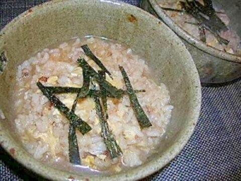 塩もつ鍋の〆に　醤油雑炊！